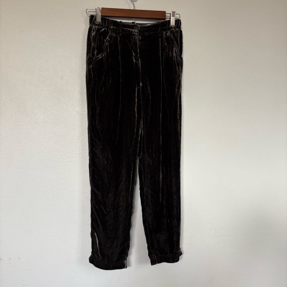 Poetry Silk Blend Velvet Trousers Pants Grey Size 2